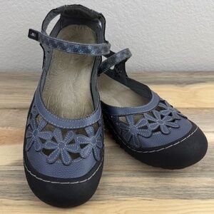 JBU Mary Jane Blue Floral Daisy Shoes Size 10